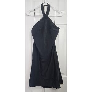 Equipment Femme Women's Black Alba Silk Halter Mini Dress- Size 8